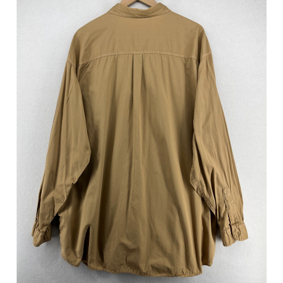 LL BEAN Shirt Mens 2XLT Tall Brushed Twill Button Up Long Sleeve Cotton Khaki - Picture 3 of 14